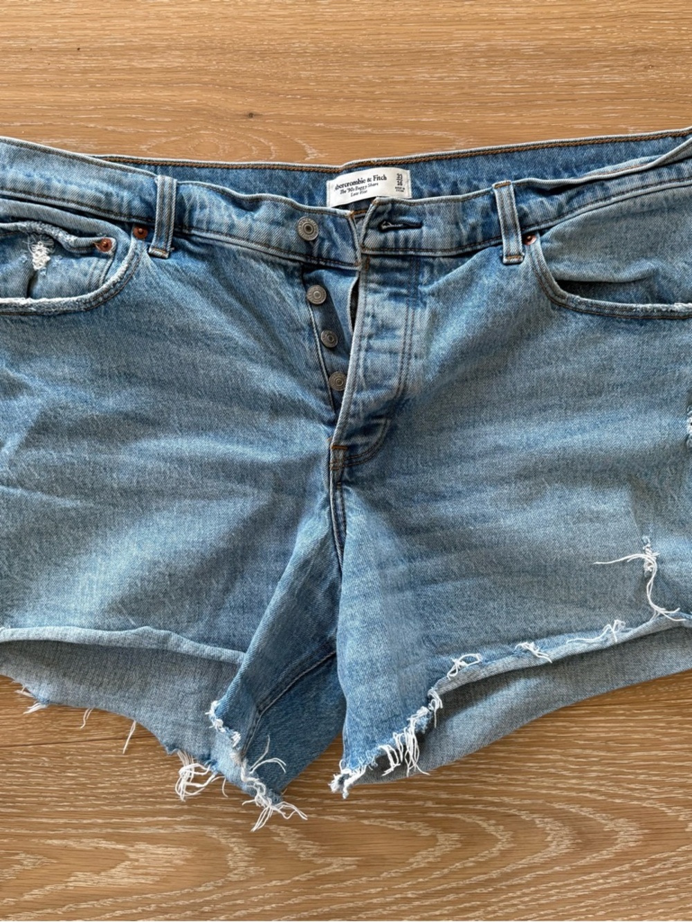 Abercrombie & Fitch Light Blue Distressed Denim Cutoff Shorts